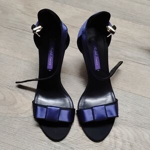 NEW Ralph Lauren Purple Label Sandals Satin Bow Evening Heels Italy Purple NWOB